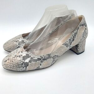 Cole Haan Grand Snakeskin Print Metallic Chunky Heel Pump Size 9B.